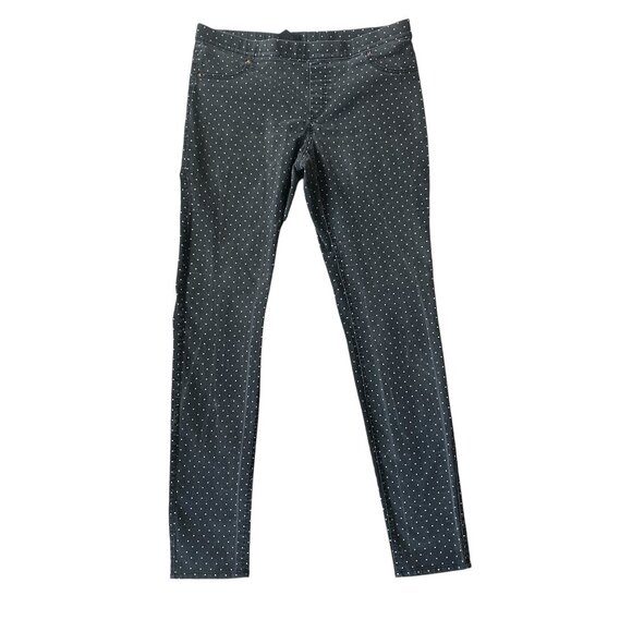 H&M faded black with white polka dot stretchy pull on jeans women's size 12 - Picture 1 of 8